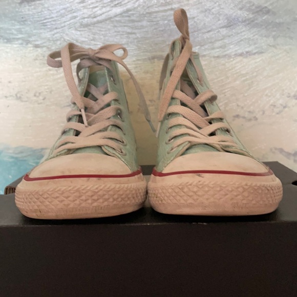 CONVERSE Chuck Taylor Teal Enamel size 3 US girls GUC - Picture 7 of 9